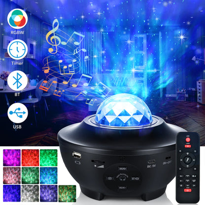 Black Galaxy Projector with 360° Starry Sky Light