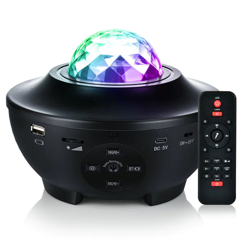 Black Galaxy Projector with 360° Starry Sky Light